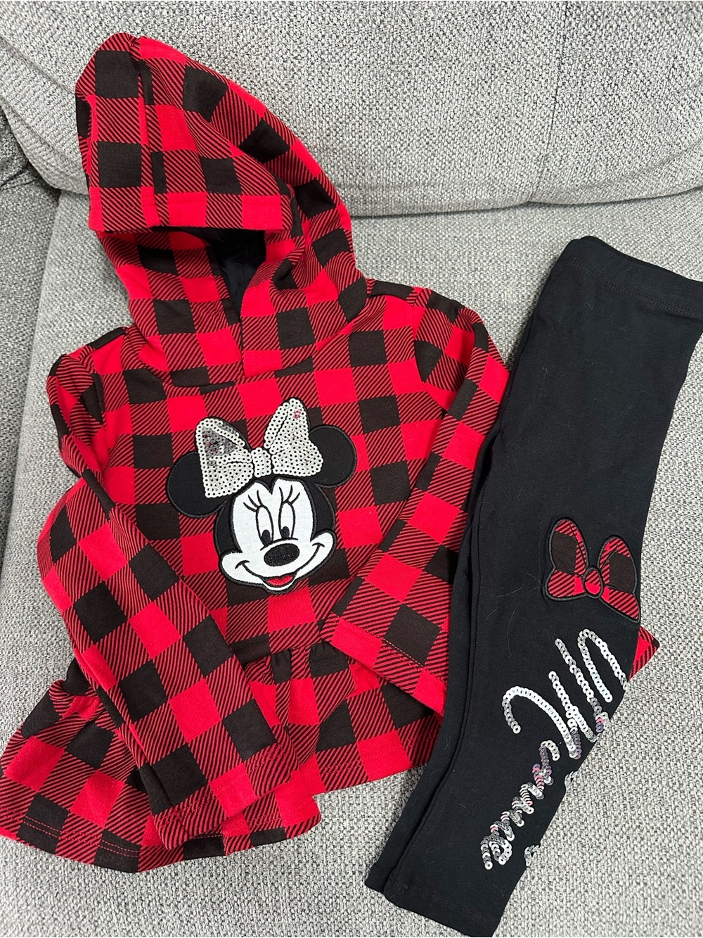 Disney Red & Black Buffalo Plaid Minnie Hoodie Set